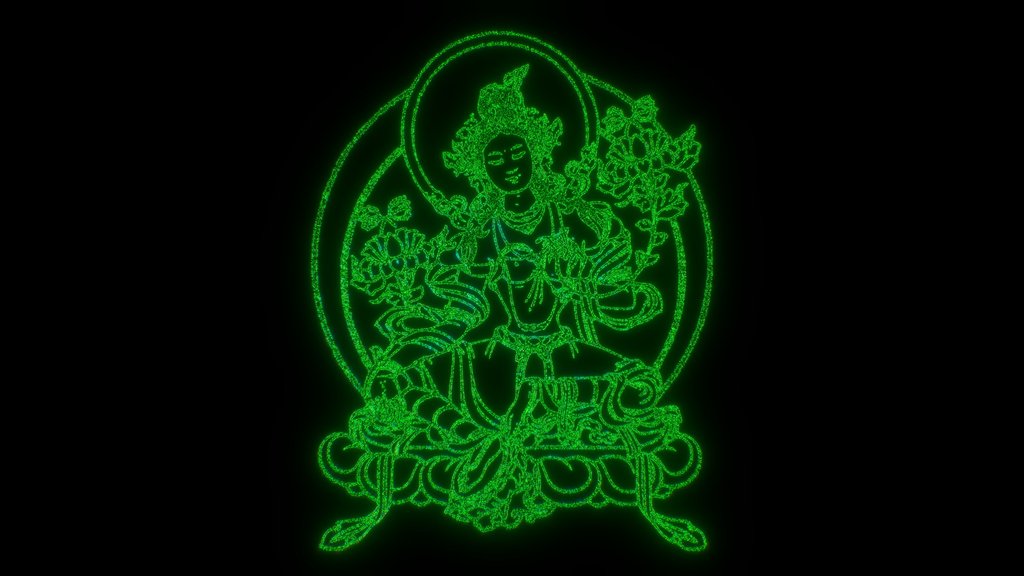 Green Arya Tara Hologram - Digital XR Spatial Work by UXRZONE on UXRZONE