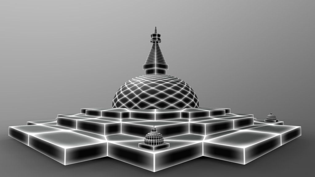 NEON Boudhanath Stupa - Digital XR Spatial Work by UXRZONE on UXRZONE